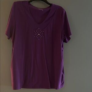 Basic Editions Deep Purple Short Sleeve Top